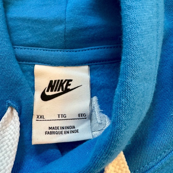 **NWOT*** Nike Men’s Sportswear Blue Pullover Hoodie with Orange Nike Logo -2X - Picture 6 of 11